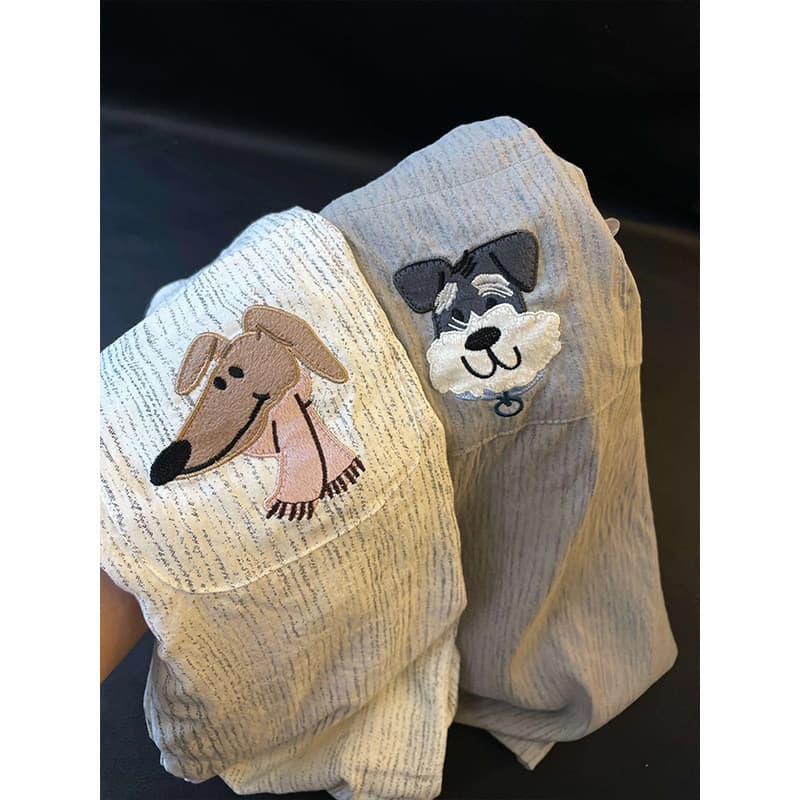 [Algodão nuvem de alta qualidade] pijamas de casal primavera verão desenho animado cachorrinho fofo masculino feminino m