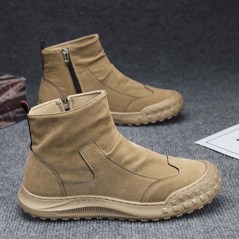Botas de cano alto antiderrapantes para proteção do trabalho, sapatos masculinos com sola grossa