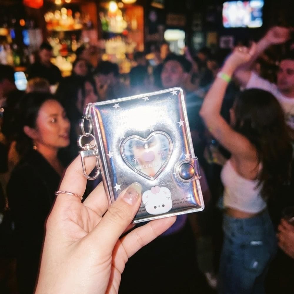 Mini Álbum De Fotos , Livro De Armazenamento De Cartões Fotográficos Brilhantes Prateados De Tamanho , Pingente De Bolsa