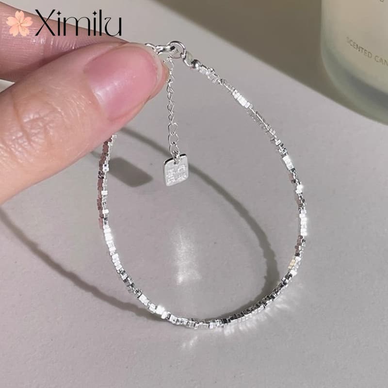 ❤ Minimalista fino quebrado prata pulseira estilo suave nicho Design empilhado pulseira feminina moda jóias
