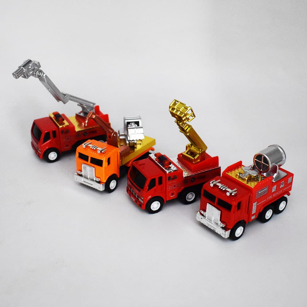 Crianças liga Mini caminhão de bombeiros puxar para trás caminhão dos desenhos animados brinquedo Turbo escada resgate S