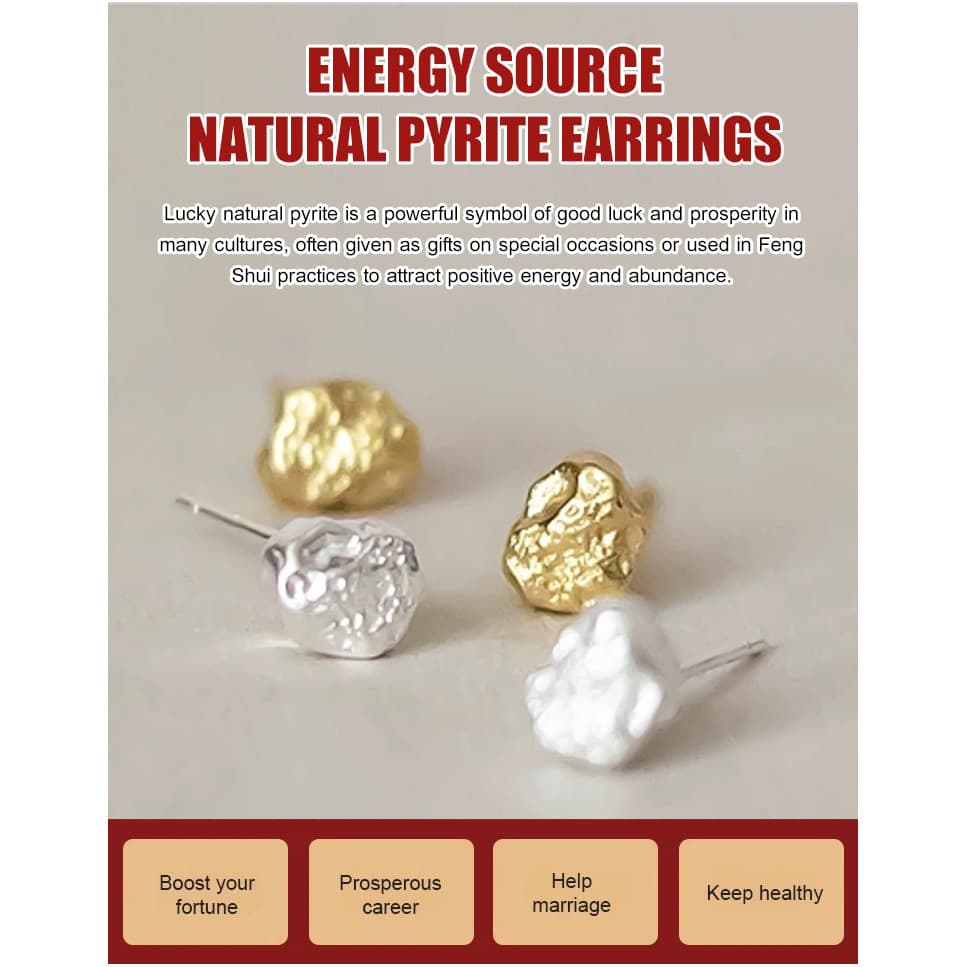 【Design Elegante】[Boost Energy Naturally] Brincos Naturais de Pirita/Estilo/Energize Sua Vida