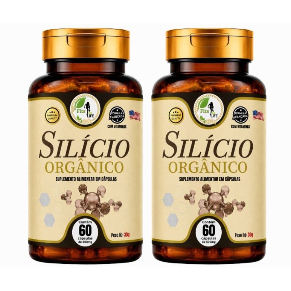 2x Silício Orgânico 1000mg 60 Cáps Colágeno Pele Cabelo Unha