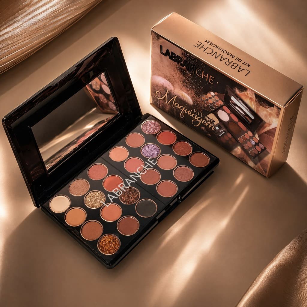 LABRANCHE Kit de Maquiagem Multifuncional (Sombras, Iluminador, Blush, Contorno, Batom, Sobrancelha) - 1 unidade de 45g