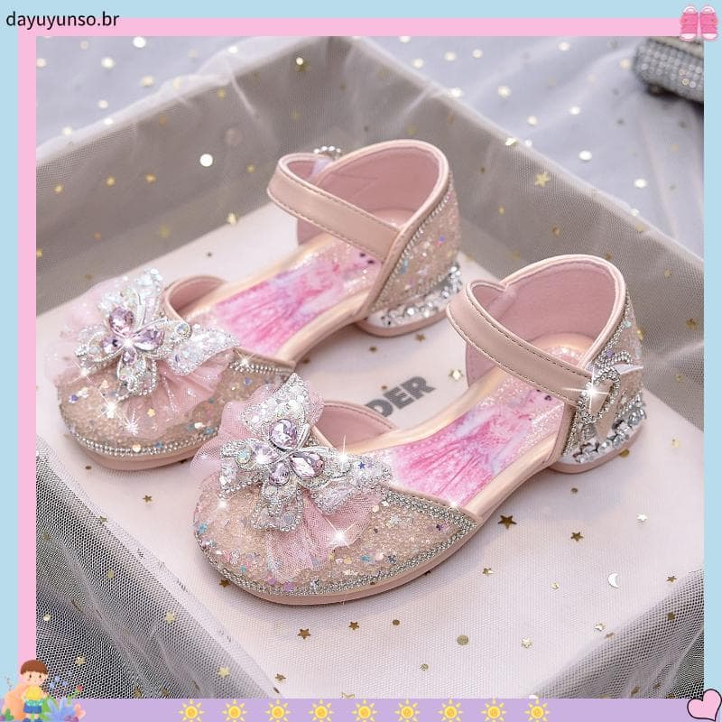 Meninas princesa sapatos pequenos sandálias de salto alto 2026 verão novo estilo cristal borboleta menina sapatos de dan