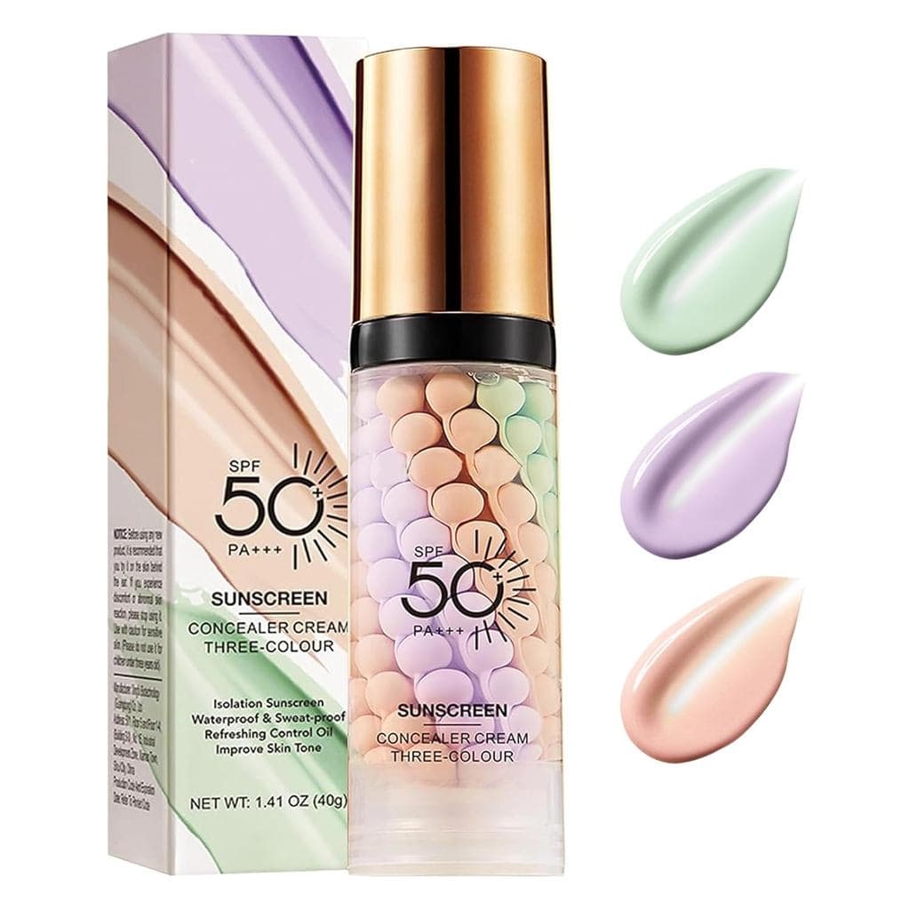 Primer 3 em 1 para o rosto antes da maquiagem, FPS 50, Creme Isolante Protetor Solar, Hidratante Facial com Cor, Correto