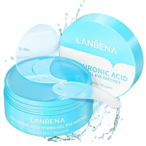 Máscara de Olhos em Gel Hidratante com Ácido Hialurônico LANBENA, Patches de Colágeno para Cuidado dos Olhos, Gel para H