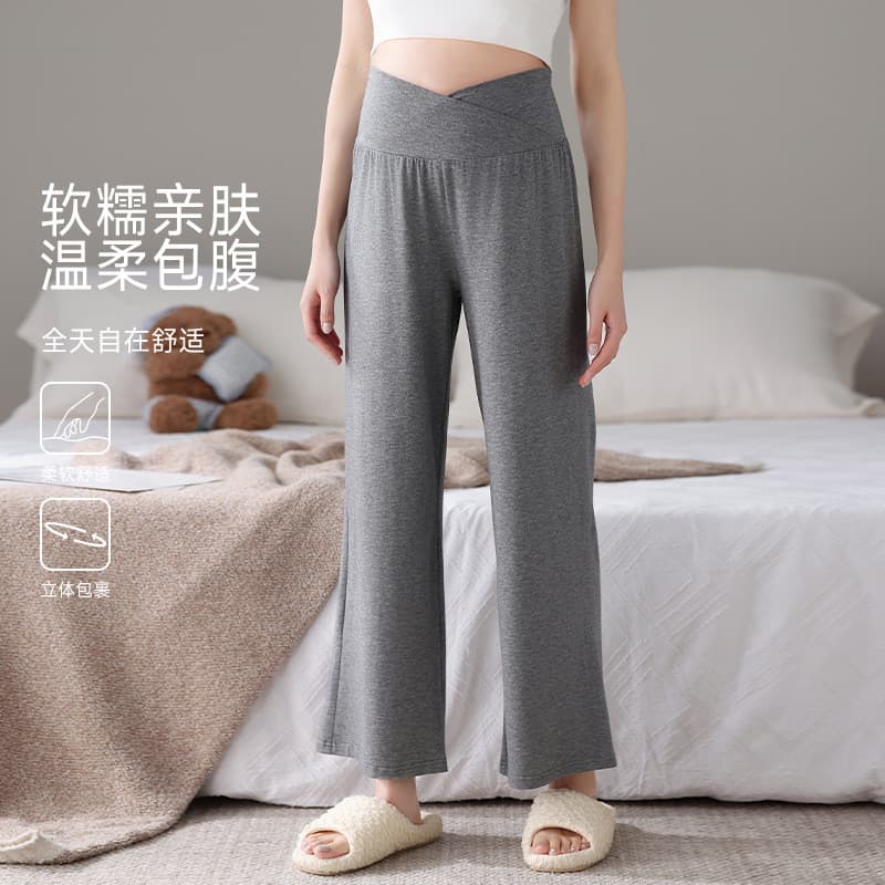 Calças de pijama para mulheres grávidas Lyocell Algodão Calças de confinamento para levantamento de barriga Calças para