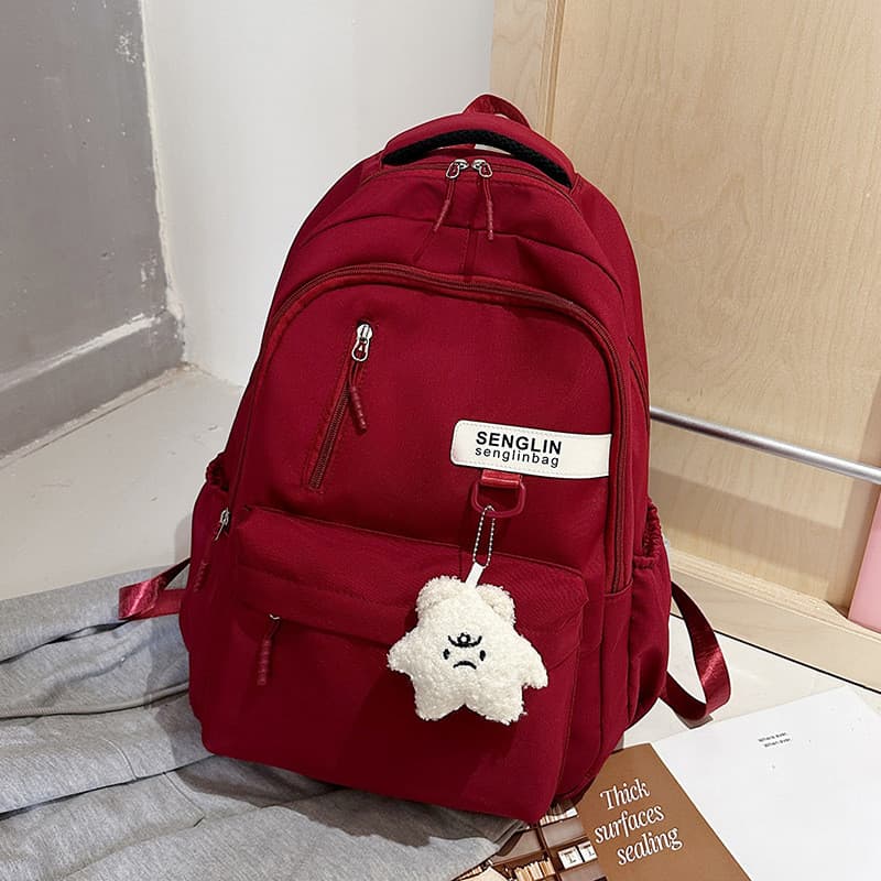 Versão feminina cor sólida Harajuku mochila Campus júnior escola secundária estudante mochila feminina simples mochila d