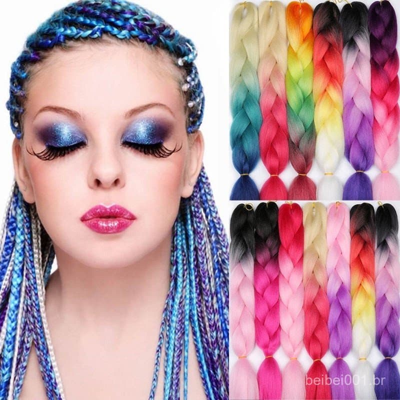 Cabelo Jumbo Tranças Coloridas Box Braid Twist/Varias Cores/Envio Imediato/Carnaval