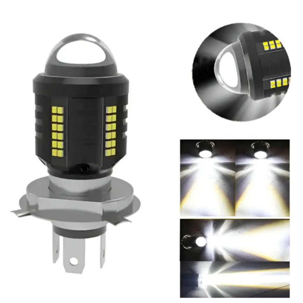 Lâmpada De Projeção LED H4 De 6500K Com Iluminação De 360° Para Motocicletas E Carros