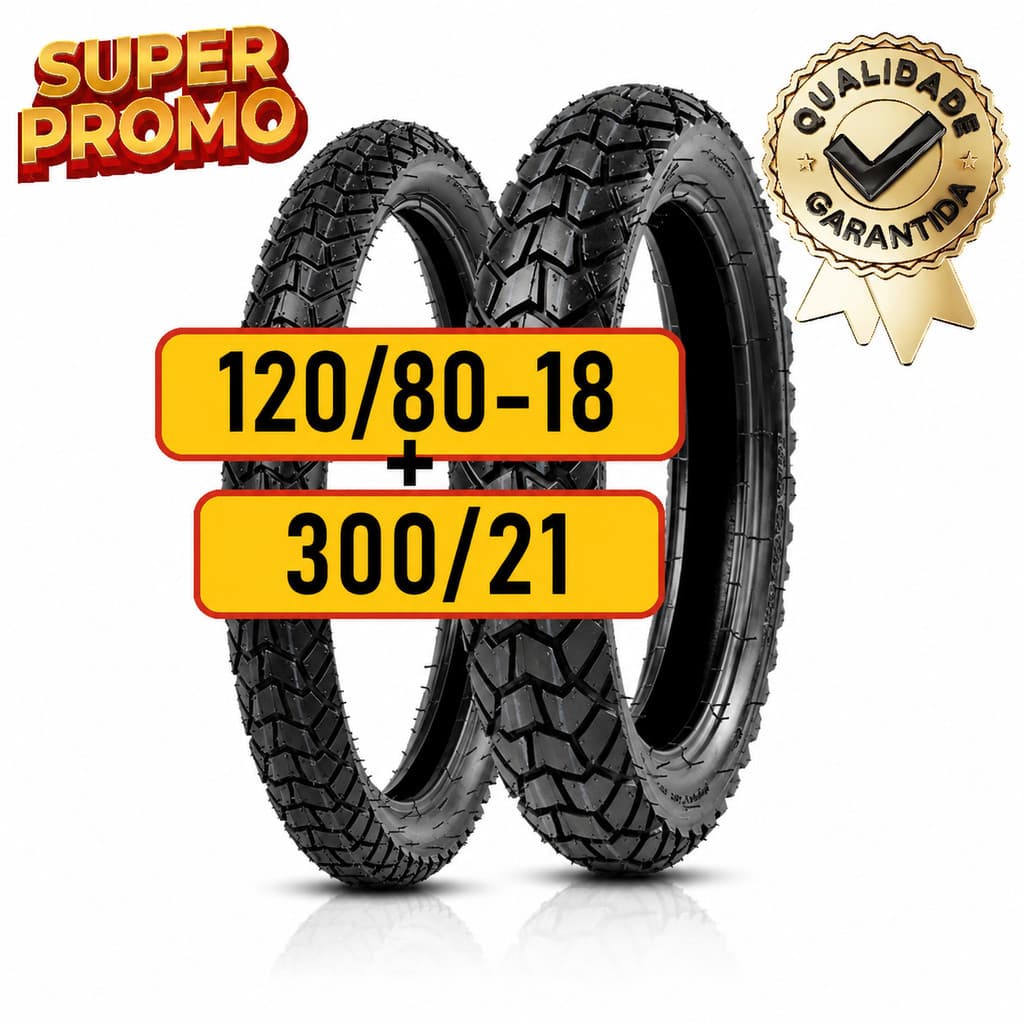 Par de Pneus para Moto 120/80-18 + 300/21 Tornado Xre300 Xtz 250