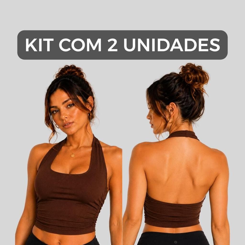 Kit 2 Cropped Academia Feminino Fitness Franzido Suplex