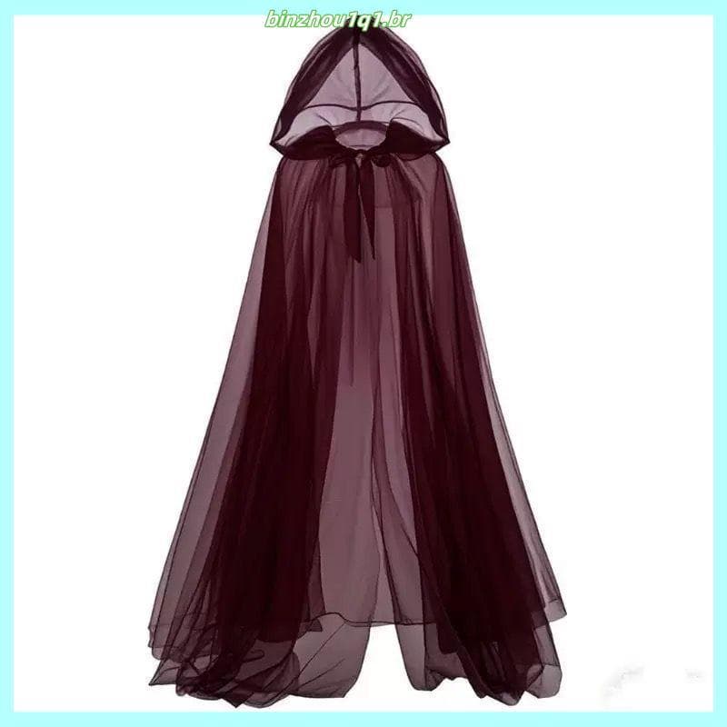 Gaze preta Death deus manto cos bruxa manto gaze com capuz traje de Halloween desempenho traje Unisex