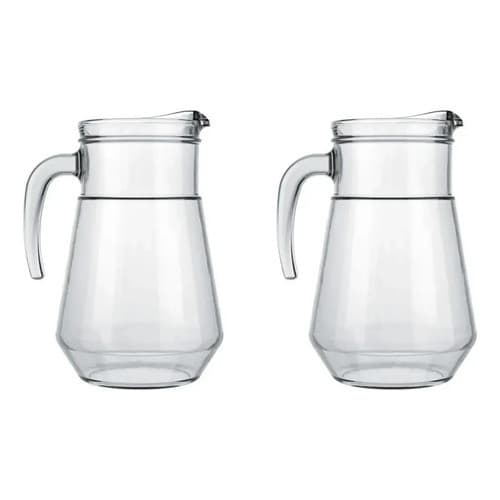 Jogo De 2 Jarras De Vidro 1,5l Bar Com Alça Para Água Suco Nadir Transparente