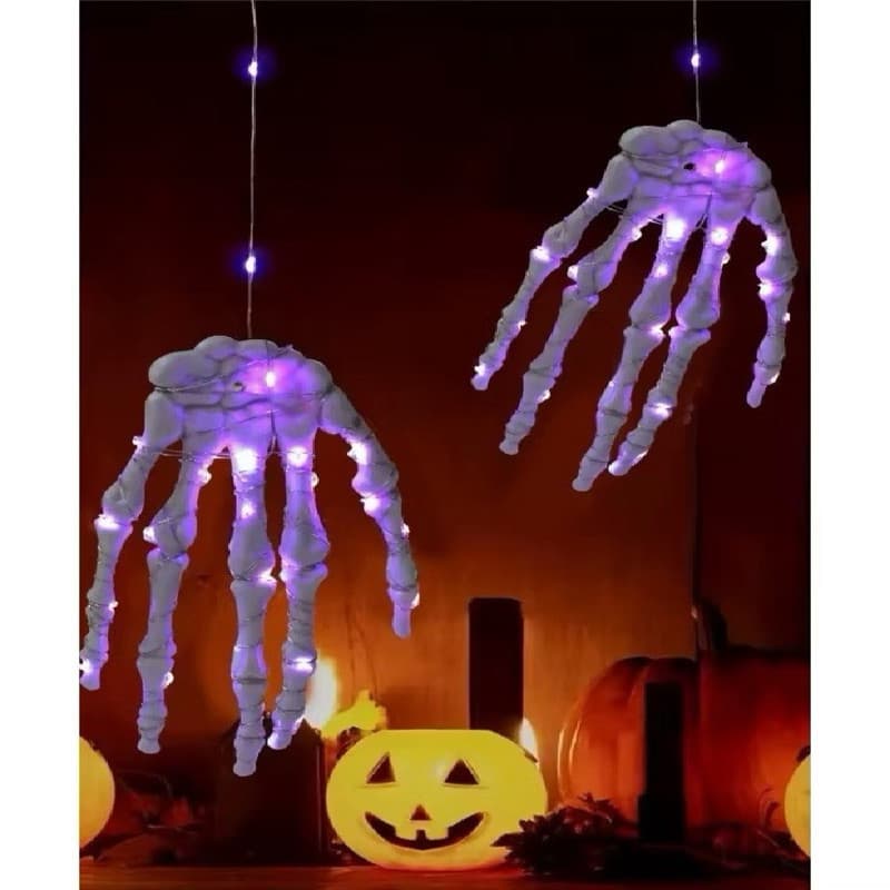 Mão De Esqueleto Led Caveira Decoração De Halloween Ossos Assustador Dia Das Bruxas Festa Enfeite Decorativa