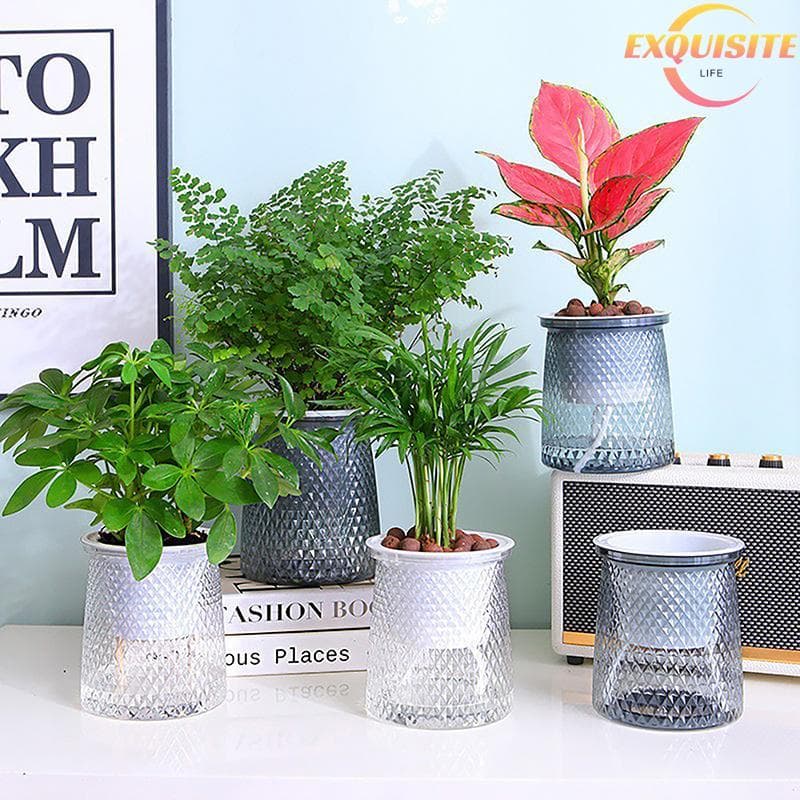 [EL-t] Mini Vaso De Flores Com Rega Automática , Tanque De Peixes , Vasos De Plantas De Plástico Transparente , Planta P
