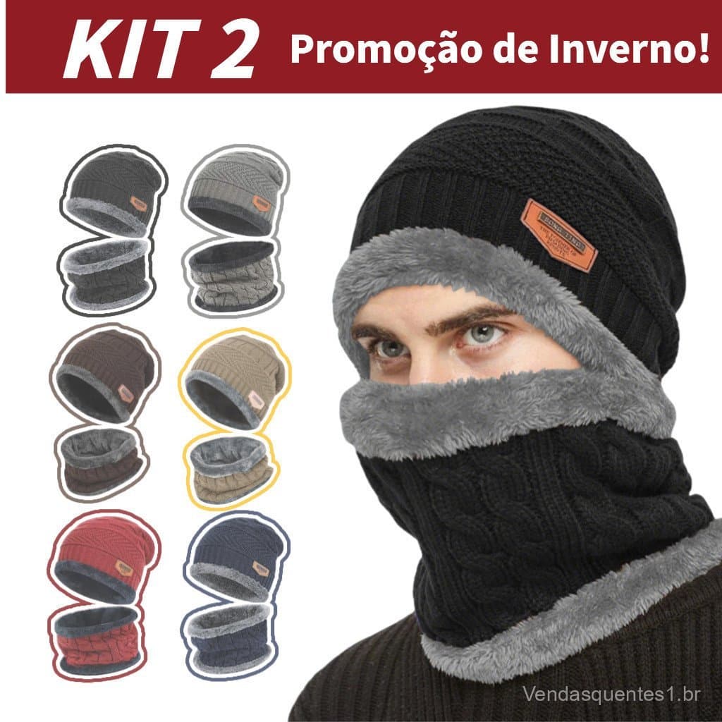 Touca de Inverno Forrada com Protetor de Pescoço Frio Térmica Gorro Lã Pelinho Motoqueiro Unissex