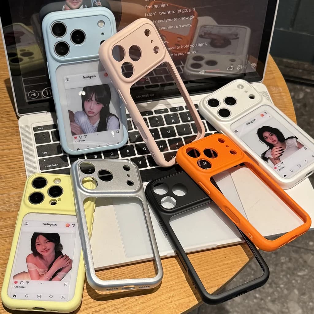 Ins simples janela grande Premium adequado para iPhone17Promax capa de telefone Apple 16/15/14/13 macio 12