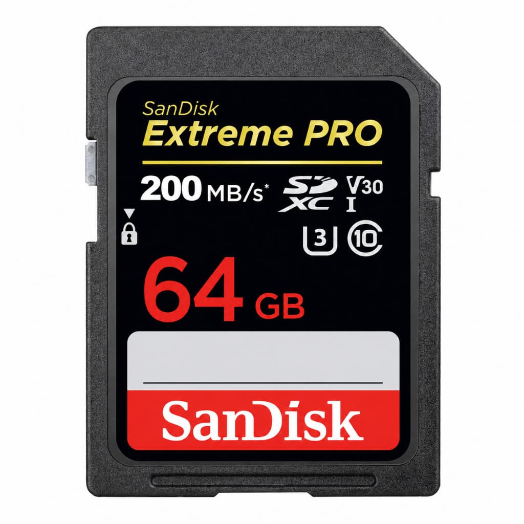 Cartão de Memória SD Extreme PRO 64GB 200MB/s UHS-I C10 U3 V30 SDXC 4K UHD Premium