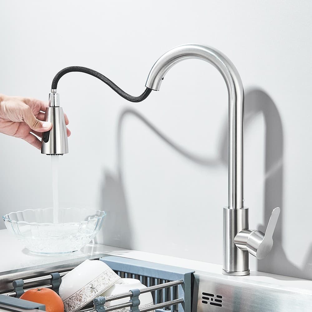 Torneira Cozinha Gourmet Inox,Com Mangueira Flexível e Bico Dupla Função,Para água Quente E Fria
