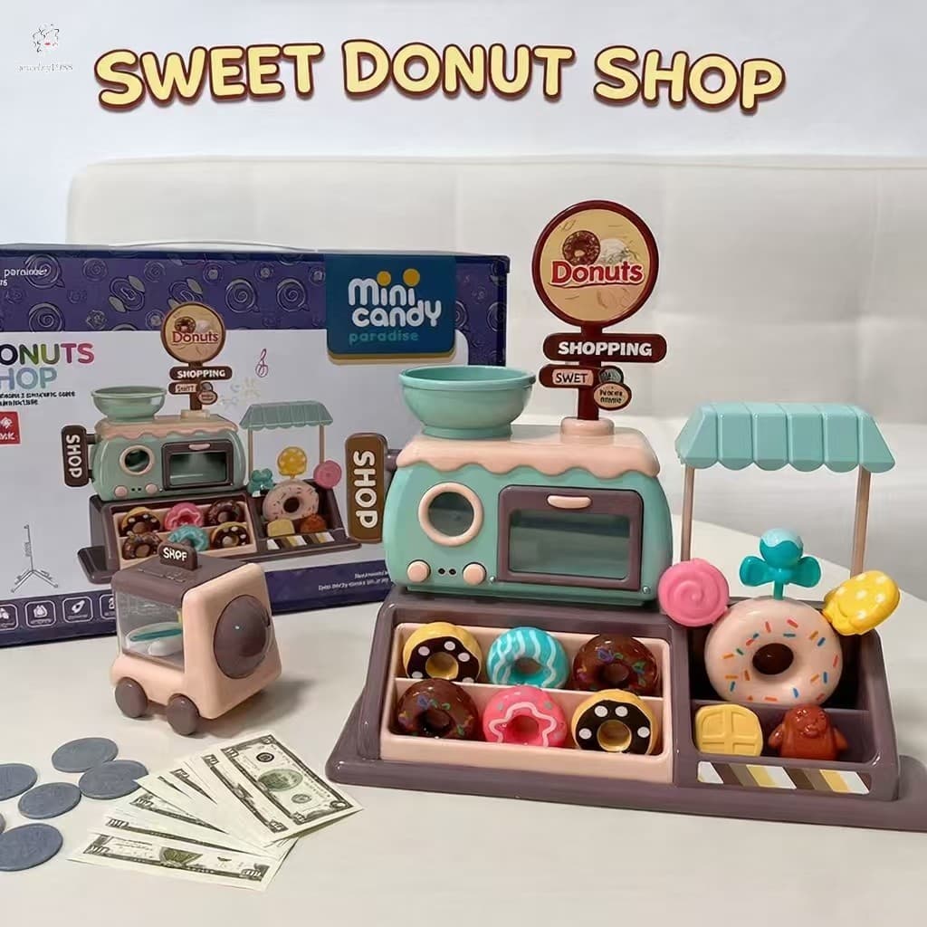 Mini Donut Shop Toy-Crianças Fingem Brincar De Cozinha Com Máquina De Café Para Simulação De Supermercado