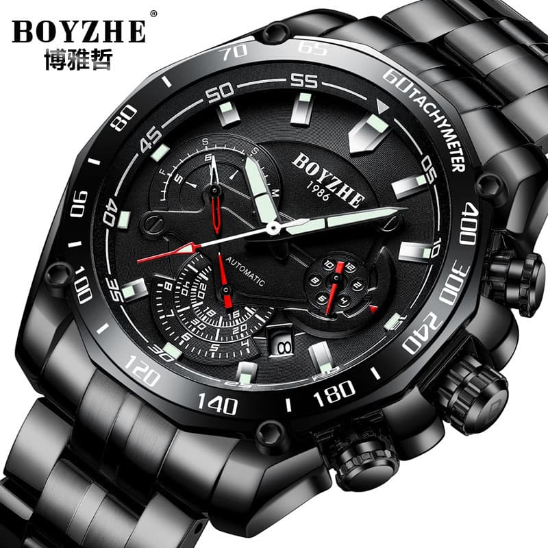 BOYZHE Relógio Masculino Relógio Mecânico Automático Multi-Função Relógio Masculino À Prova D 'Água Luminoso Relógio Mec
