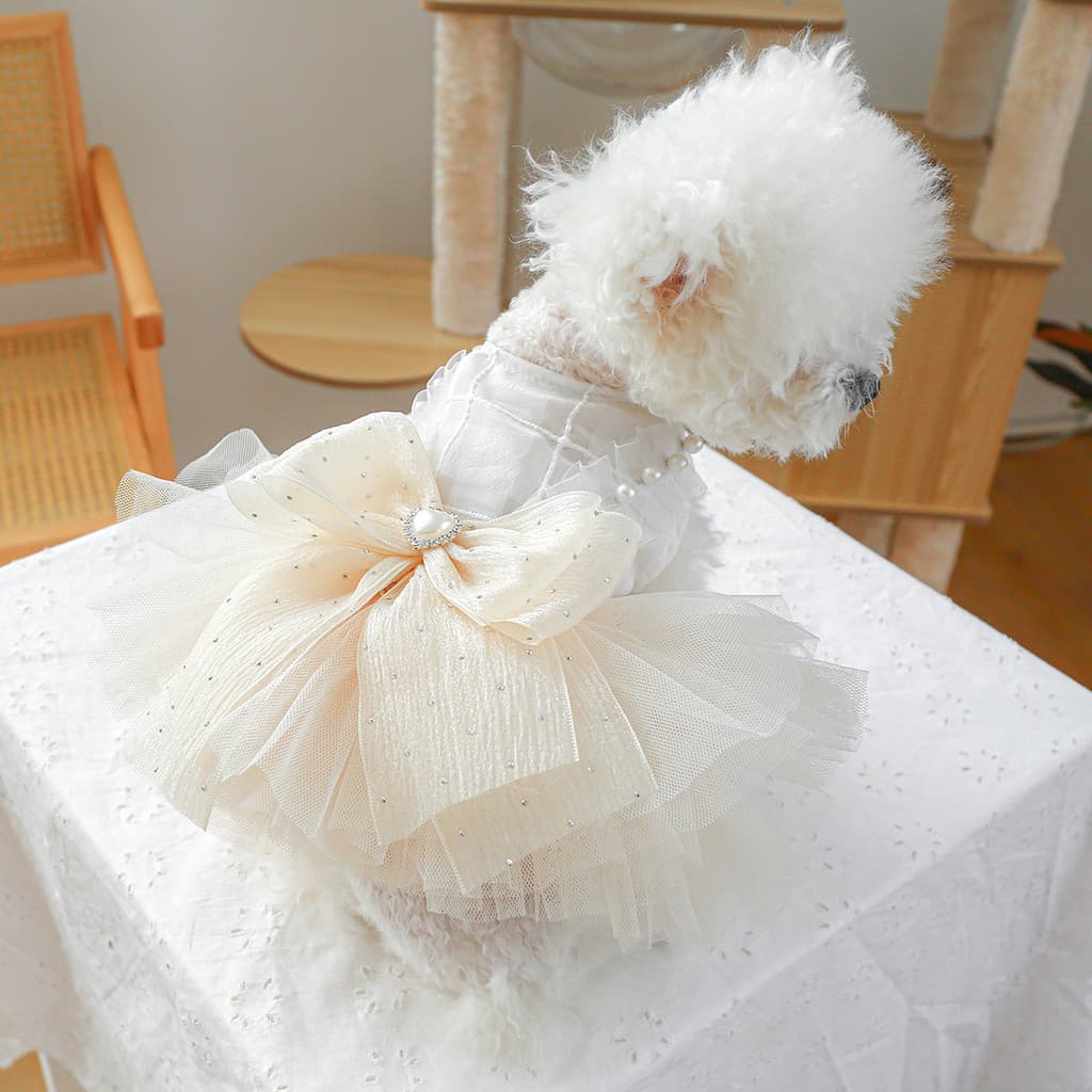 Roupas para Cães e Gatos, Vestido de Princesa para Primavera/Verão, Lindo Vestido de Casamento para Princesa XJTR