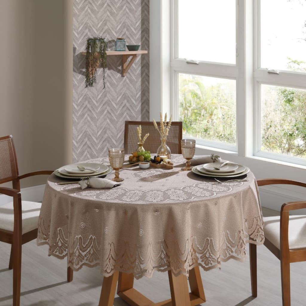 TOALHA DE MESA   REDONDA  DE RENDA 4 LUGARES VALÊNCIA 1,50M X 1,50M