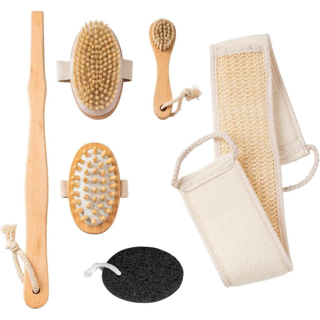 Conjunto de Escovas para Esfoliação a Seco – Kit Esfoliante de Spa com Escova de Limpeza Facial, Escova Longa para Esfol