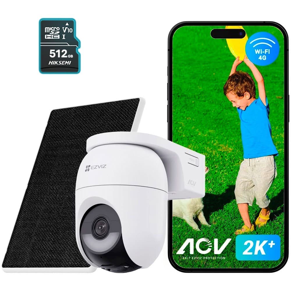Kit Câmera Ezviz Cb8 4g + Wifi com Painel 5W e Cartão 512gb