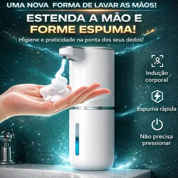 Saboneteira Automática Com Sensor De Movimento 380ml Recarregável USB Dispenser Sabão Líquido E Espuma Sem Toque