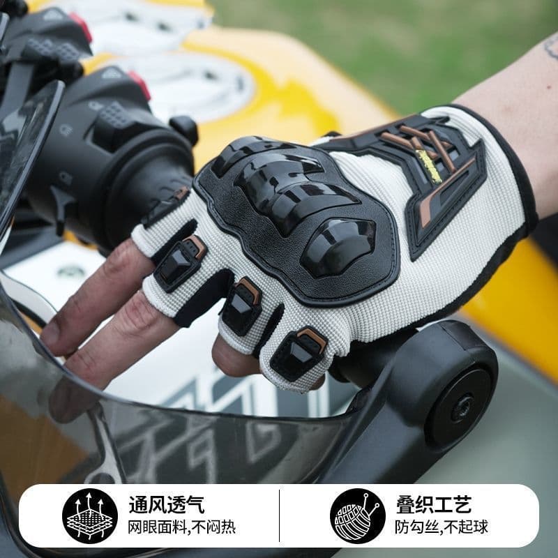 Luvas de meio dedo para motocicleta, homens, mulheres, verão, respirável, antiderrapante, anti-choque, motocicleta ao ar