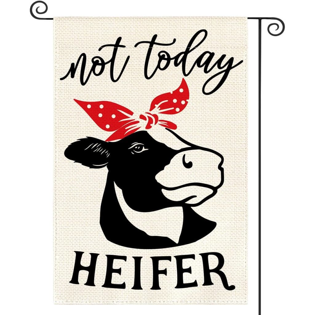AVOIN Bandeira de Jardim "Not Today Heifer" Vertical Dupla Face, Bandeira Rústica Moderna para Decoração de Quintal e Ex