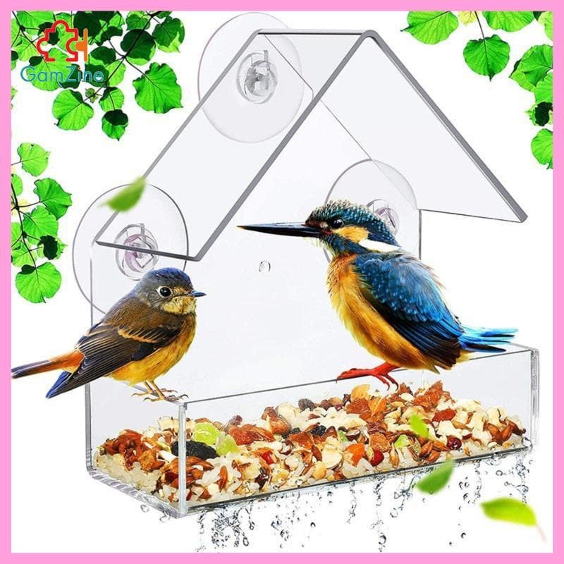 [lzdxwcke2] Alimentador De Pássaros Transparente Acrílico Pendurado Na Parede Birdhouse Acessórios De Gaiola Ao Ar Livre
