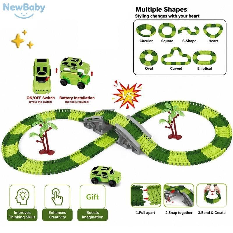 NEWBA 135 Unidades Conjunto De Carro De Pista Elétrica Infantil DIY , Presente De Veículo De Engenharia
