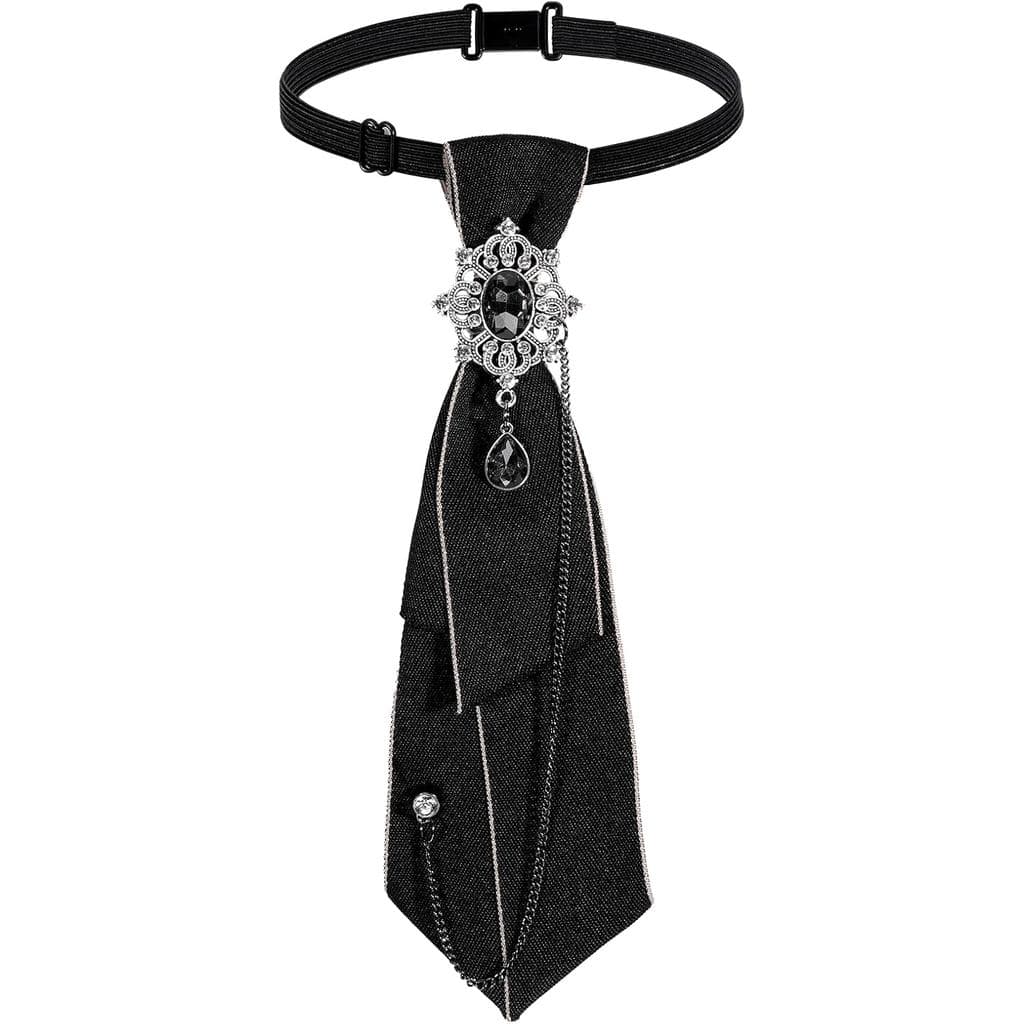 Gravata Borboleta Pré-Amarrada para Mulheres, Gravata Ajustável com Cristais |   Design vintage com cristais e strass, f