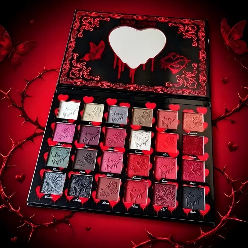 Nova Paleta de Sombras Gótica Rosa com 24 Cores, estilo europeu e americano, de longa duração e fácil de aplicar.