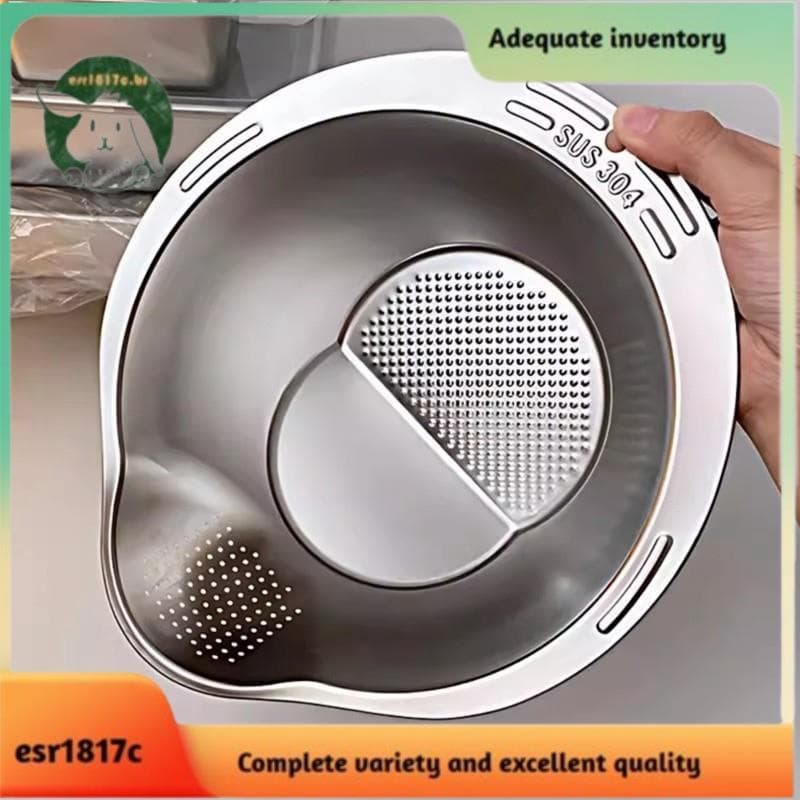 Cesta Multifuncional De Aço Inoxidável Para Lavagem De Arroz , Escorredor De Vegetais E Frutas