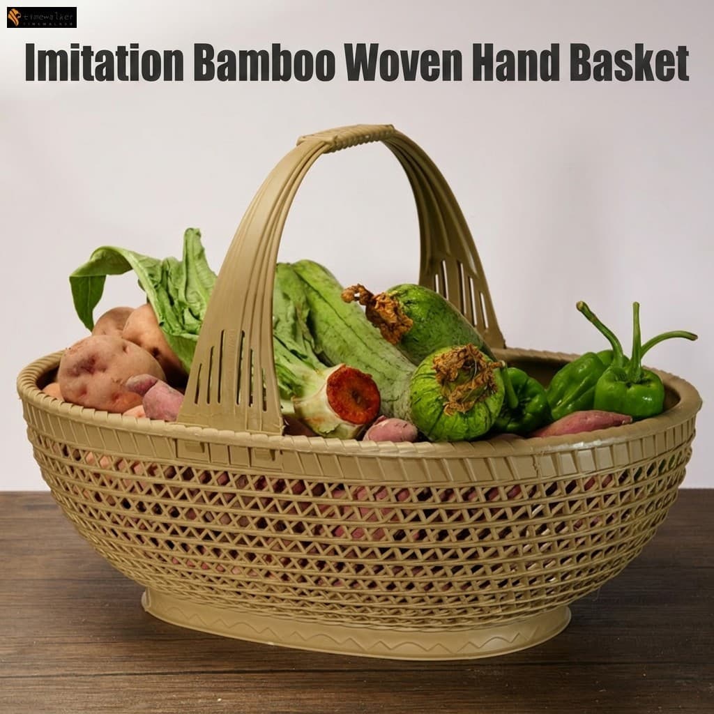 Cesta Portátil De Plástico Para Frutas E Vegetais-Imitação De Bambu Ovos De Colheita De Campo