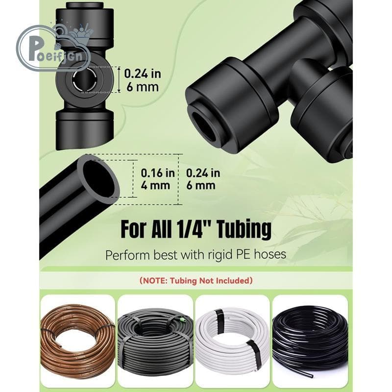 Conectores T De Irrigação Por Gotejamento De 1/4 " , Conexão Rápida , Encaixes Em Para Tubos E Sprinklers