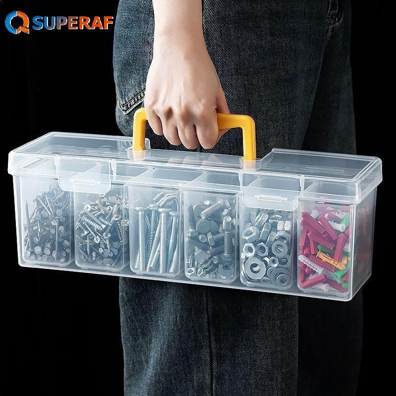 Caixa De Armazenamento De Ferramentas De Hardware SUPERAF Com Design Transparente De Vários Compartimentos Para Garagem
