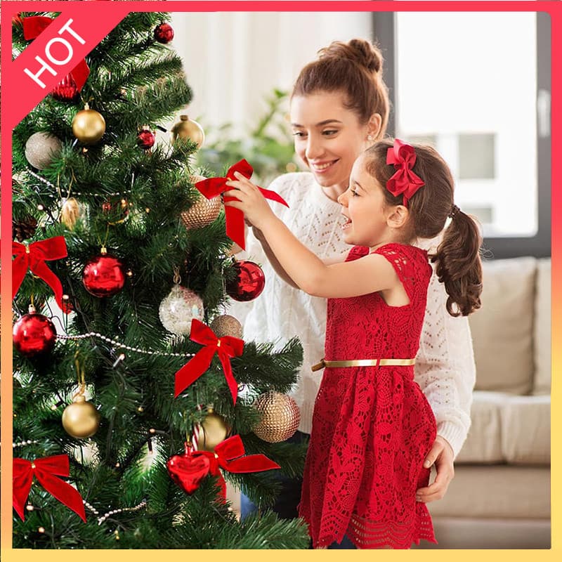 SCB-10pcs/2.5cm Arco De Veludo Decoração De Árvore De Natal Pingente Dia Atmosfera Prop