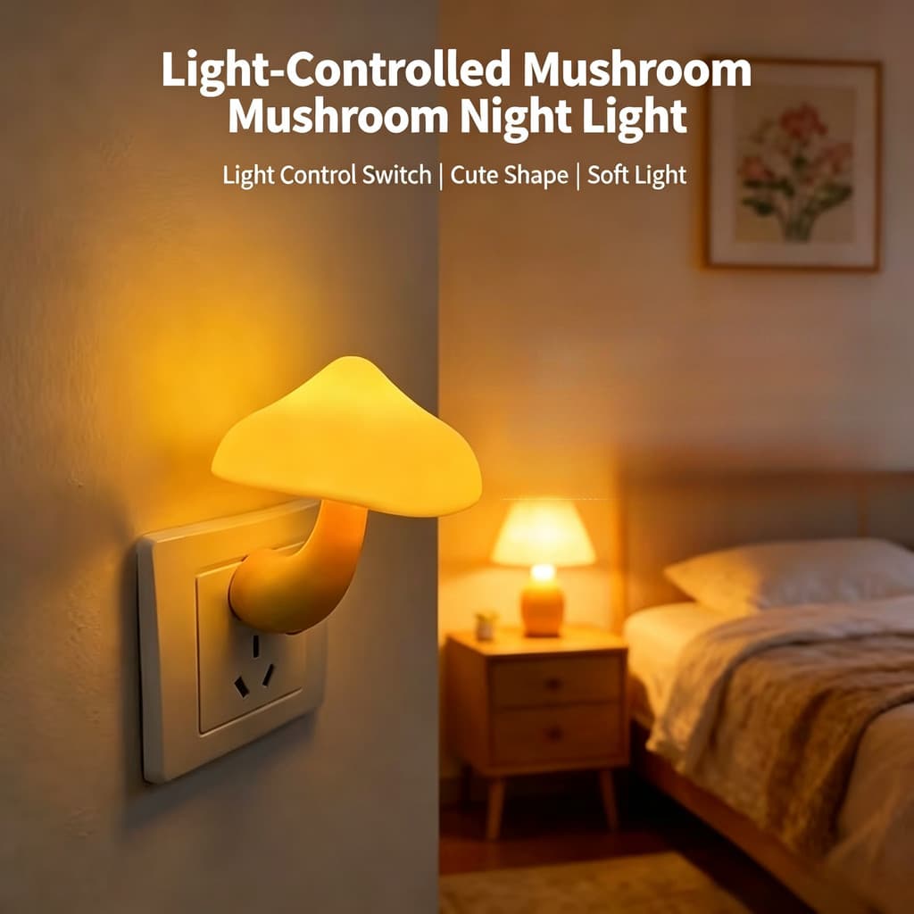 Lâmpada De Indução De Controle De Luz Inteligente Bonito ins Vento Cogumelo nightlight Quarto Das Crianças plug-in Cabec