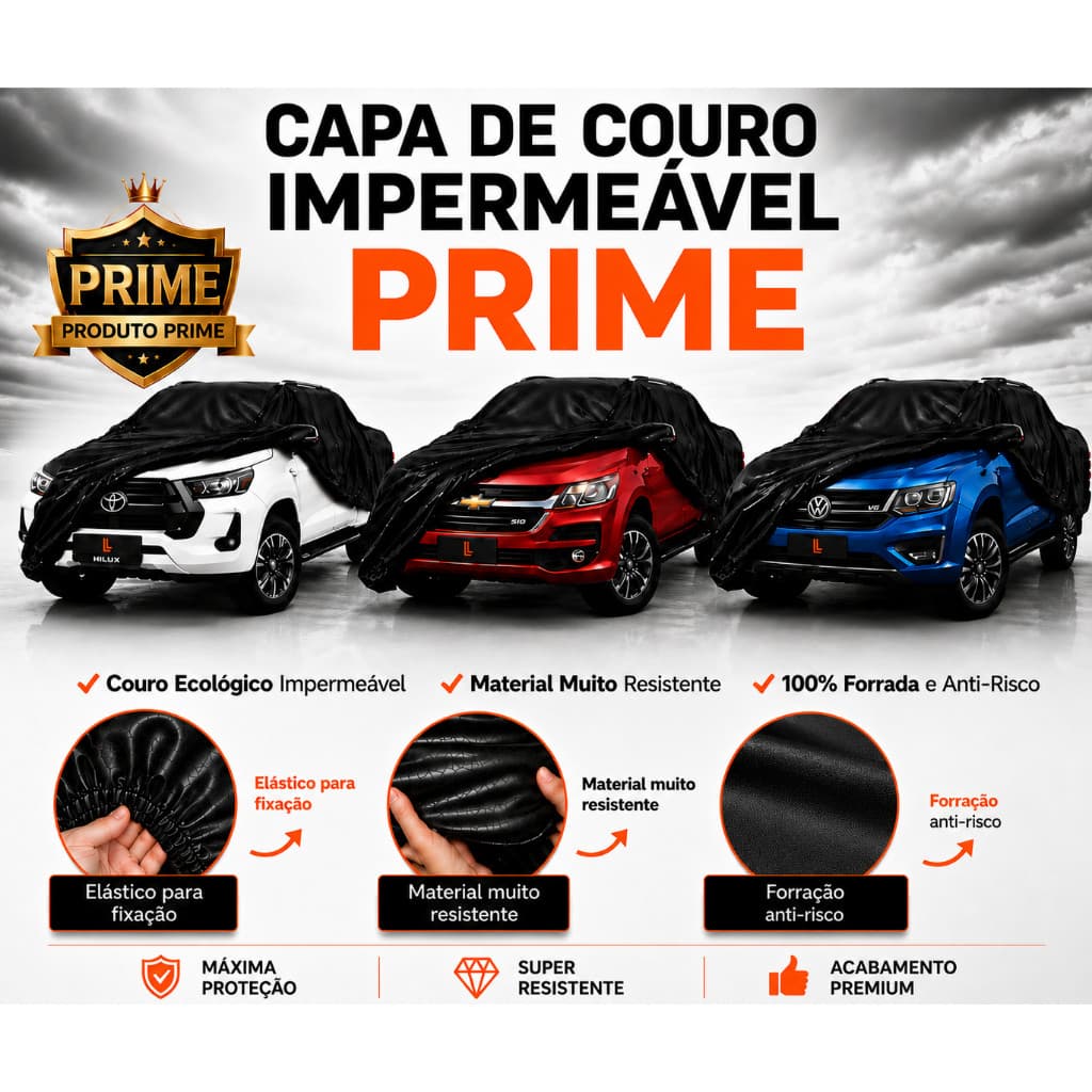 Capa Cobrir Protetora Para Caminhonetes SUVs e Picapes Couro Ecológico Forrada 100% Impermeável