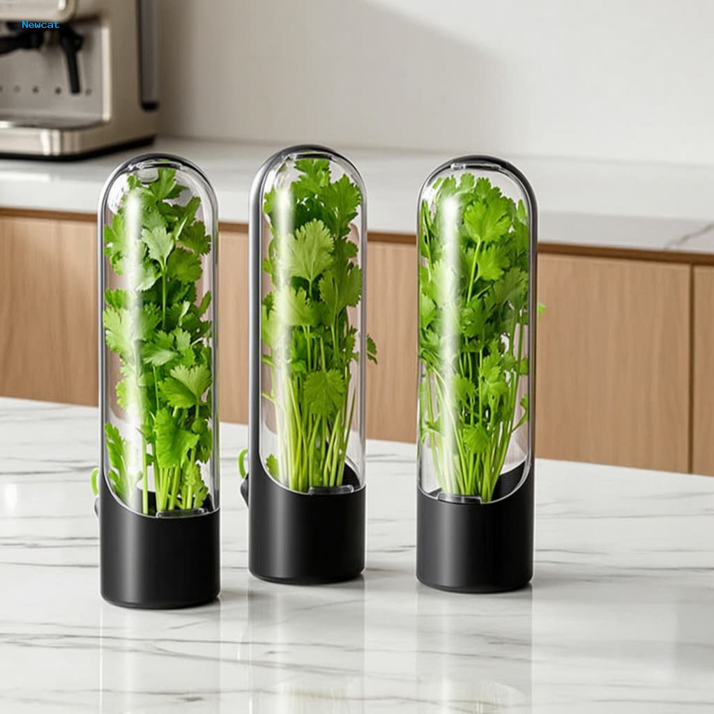 { Newcat } Utensílios De Cozinha Para Vegetais , Copo De Preservação De Ervas , Armazenamento Vertical De Coentro E Hidr