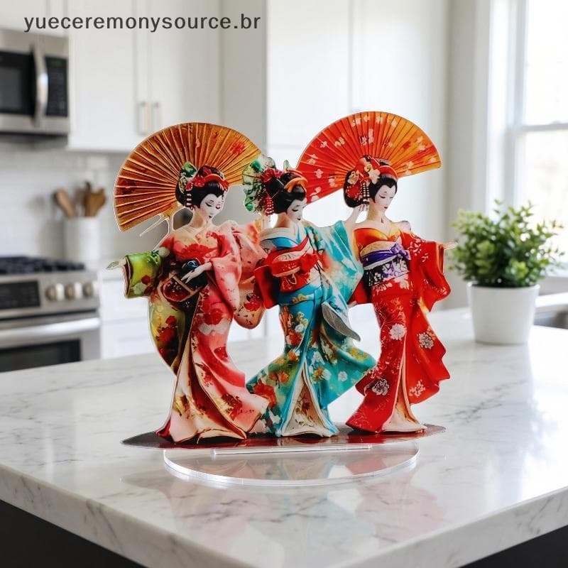 # yuece Estátua De Gueixa Japonesa Ornamento Acrílico Leve Estatueta Tradicional Peça De Arte Decorativa Para Decoração