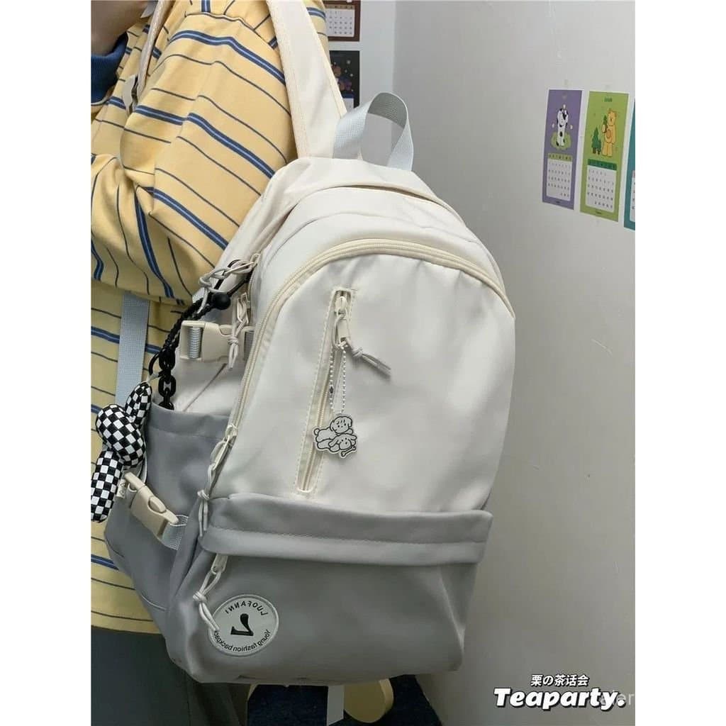 Mochila feminina vintage de estilo japonês simples e versátil, adequada para estudantes do ensino médio e universitários