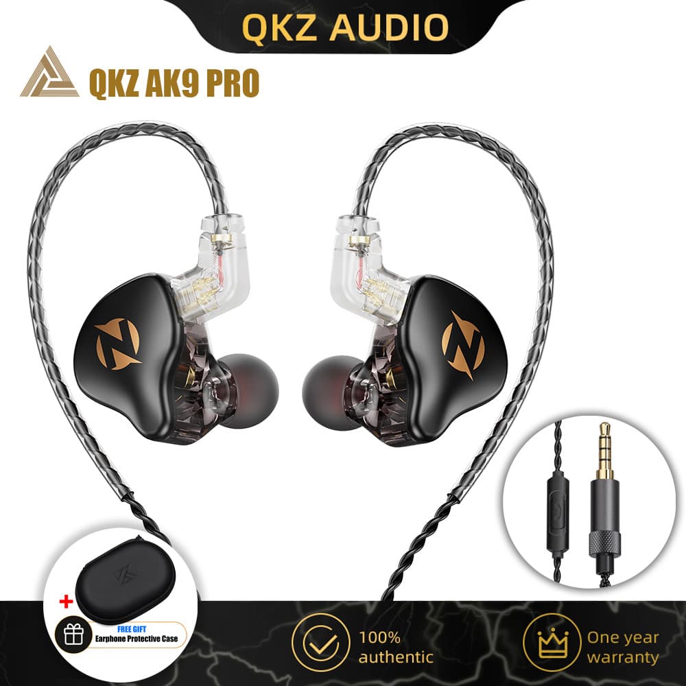 Fones de Ouvido com Fio QKZ AK9 PRO HIFI para Música, Jogos e Esportes com Cabo Removível