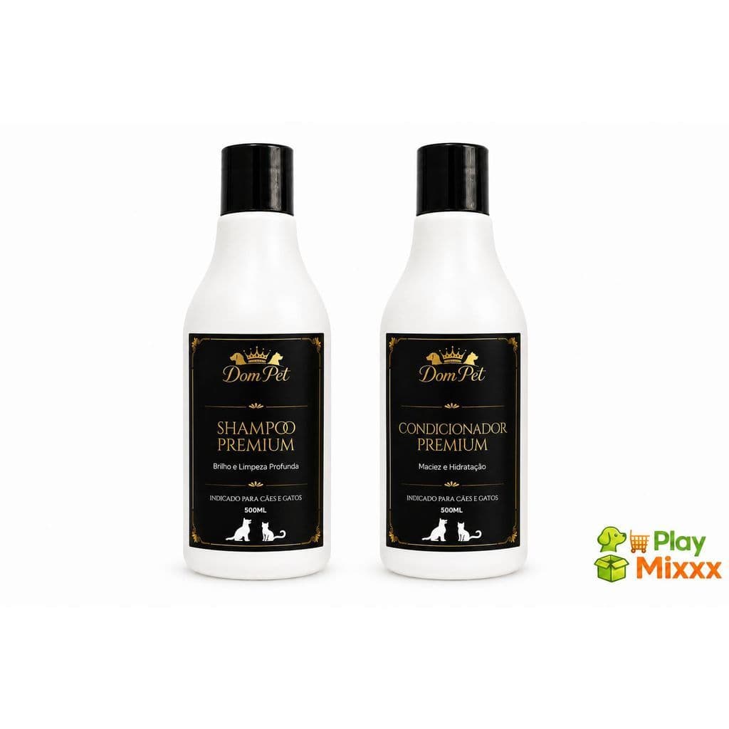 Kit Dom Pet 500ml Shampoo e Condicionador Brilho Maciez Hidratação Pet cão, gatos, cachorro